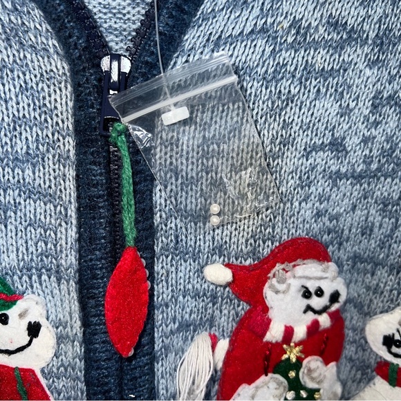 Tiara International Vintage Cardigan Sweater-Full Zip-Polar Bears-Large - Picture 4 of 8